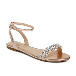NEW Jewel Badgley Mischka Womens Rose Gold-Tone Size 9.5 Ankle Strap Sandals